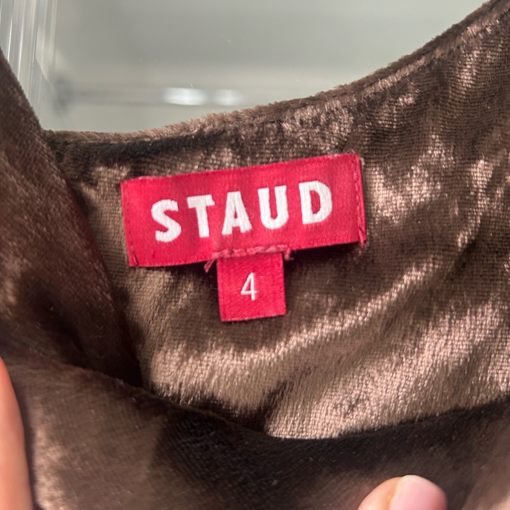 STAUD Beaton Dress, Brown Velvet - Picture 5 of 6